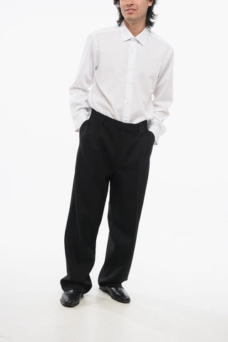 Double-pleated Virgin Wool Pants with Belt Loops