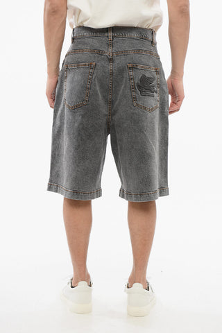 Shorts Wide Leg in Denim Stone Washed