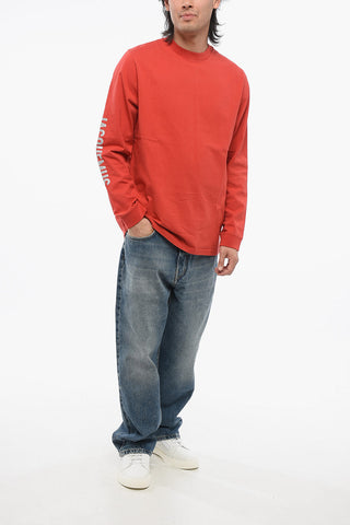 Crew Neck BRILHO Cotton T-Shirt with Glittered Logo