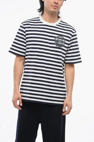 Awning Striped Cotton T-Shirt with Embroidered Logo