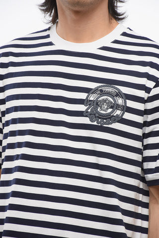Awning Striped Cotton T-Shirt with Embroidered Logo