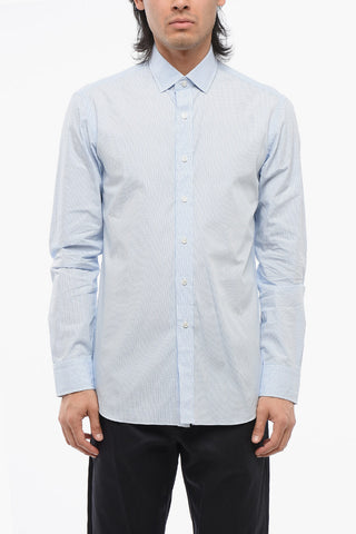 Cotton Striped Shirt with Spread Collar