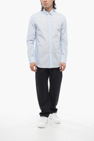 Cotton Striped Shirt with Spread Collar