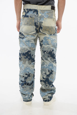 Jeans PATCHWORK CAMO con Fondo Sfrangiato 22cm