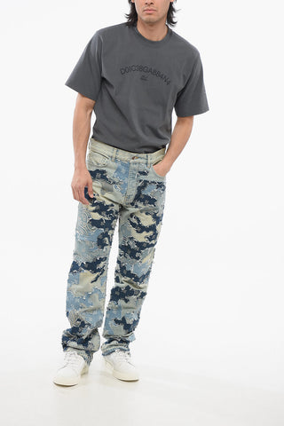 Jeans PATCHWORK CAMO con Fondo Sfrangiato 22cm