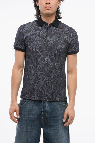 Paisley Patterned Piquet Cotton Polo