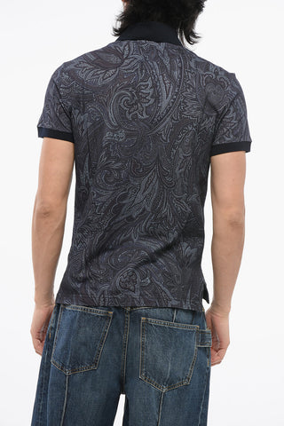 Paisley Patterned Piquet Cotton Polo