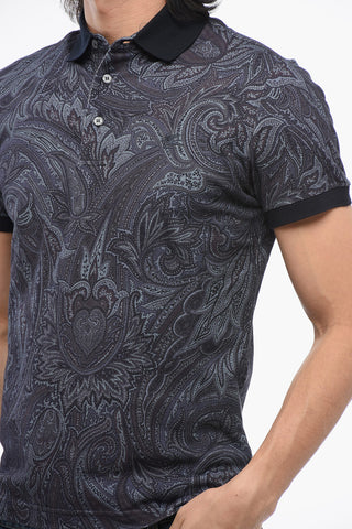 Paisley Patterned Piquet Cotton Polo