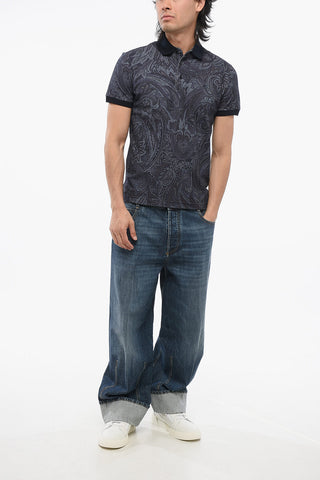 Paisley Patterned Piquet Cotton Polo