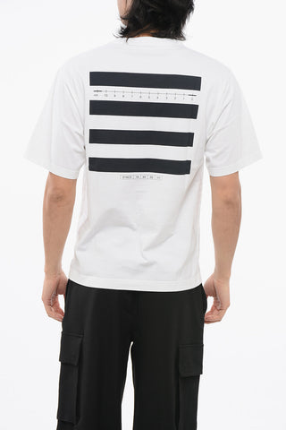 Crew Neck COMPASS Cotton T-Shirt with Prints