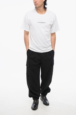 Crew Neck COMPASS Cotton T-Shirt with Prints