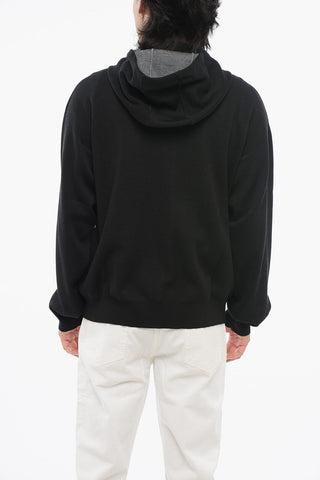 Zip-up Barocco Patterned Pullover with Hood