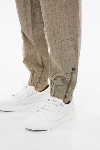 EMPORIO Perforated Linen Pants with Zipped Ankle