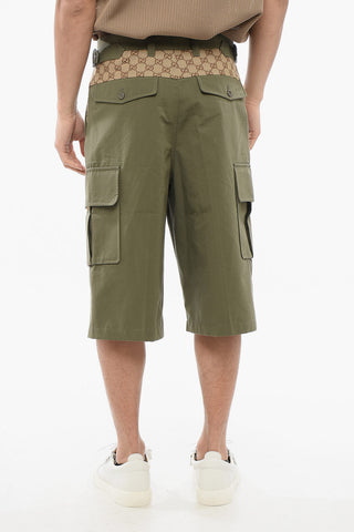 Cotton Cargo Shorts with Monogram Inserts