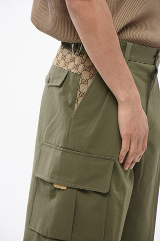 Cotton Cargo Shorts with Monogram Inserts