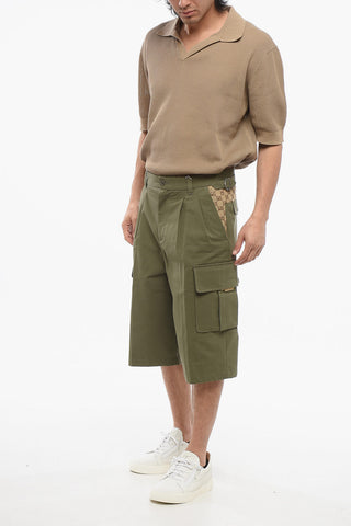 Cotton Cargo Shorts with Monogram Inserts