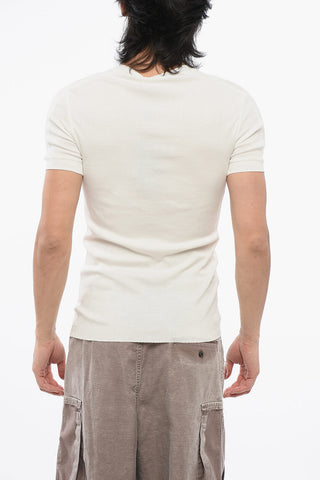Buttoned V Neck Cotton T-Shirt