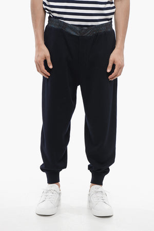 Knit Joggers With Nylon Elastic Waist And Paisley Pattern