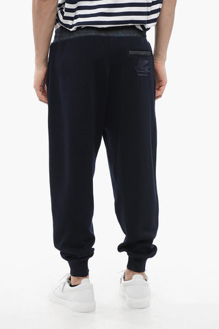 Knit Joggers With Nylon Elastic Waist And Paisley Pattern