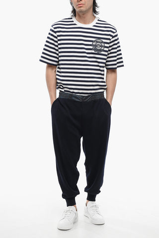 Knit Joggers With Nylon Elastic Waist And Paisley Pattern