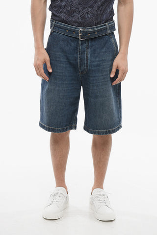 Mid Washed Denim Shorts with Belt