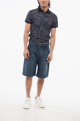Mid Washed Denim Shorts with Belt