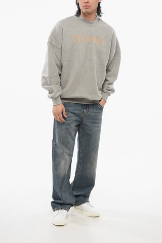 Felpa in Cotone Garzato ETERNAL con Logo Floccato