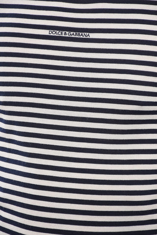 Crew Neck Virgin Wool Sweater with Awning Stripe Motif