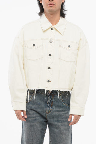 NATACHA RAMSAY-LEVI Denim Jacket with Visible Stitching and Frayed Edge