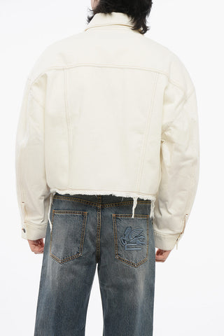 NATACHA RAMSAY-LEVI Denim Jacket with Visible Stitching and Frayed Edge
