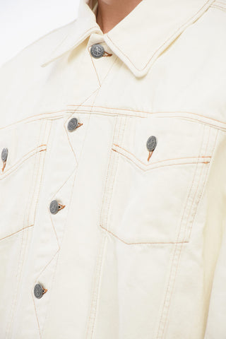 NATACHA RAMSAY-LEVI Denim Jacket with Visible Stitching and Frayed Edge