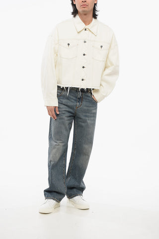 NATACHA RAMSAY-LEVI Denim Jacket with Visible Stitching and Frayed Edge