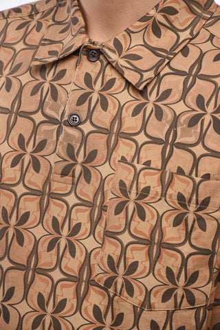 Geometric Patterned HELDER Cotton Polo with Breast-pocket