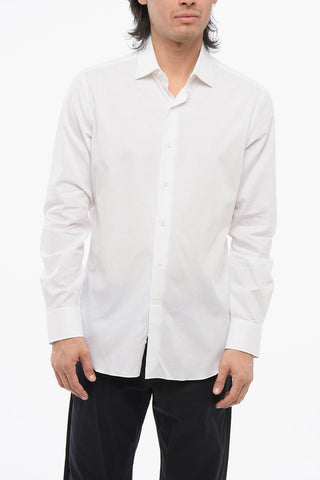 Cotton Striped Shirt with Spread Collar