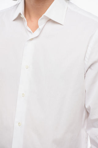 Cotton Striped Shirt with Spread Collar