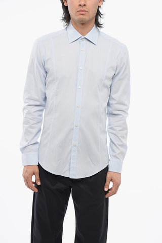 Camicia Hopsack in Tinta Unita con Collo Francese