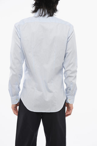 Camicia Hopsack in Tinta Unita con Collo Francese