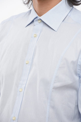 Camicia Hopsack in Tinta Unita con Collo Francese