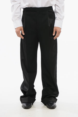 Satin and Wool Pants with Hidden Closure