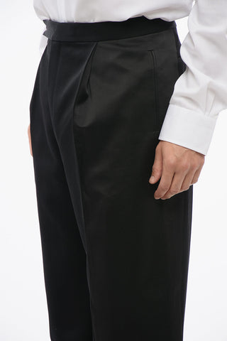 Satin and Wool Pants with Hidden Closure