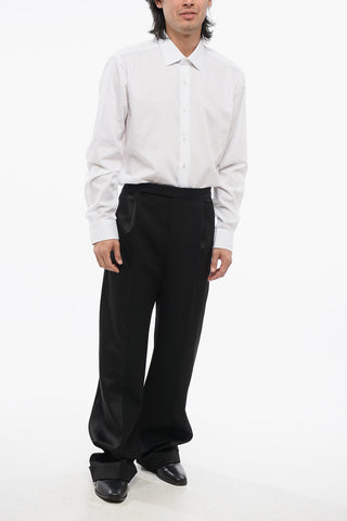 Satin and Wool Pants with Hidden Closure