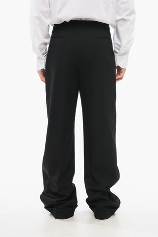 Satin and Wool Pants with Hidden Closure