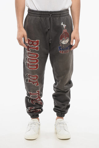 Joggers BLOOD in Cotone Garzato Effetto Vintage