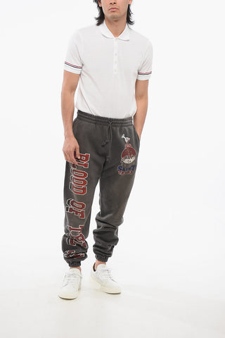 Joggers BLOOD in Cotone Garzato Effetto Vintage