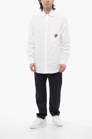 Solid-Color Shirt with Embroidered Pocket