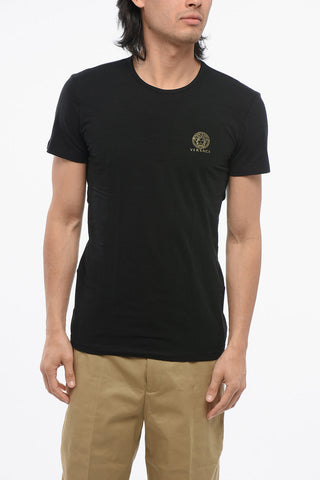 Cotton TOPEKA 2 Pairs of Crew-neck T-shirt Set with Printed Medusa