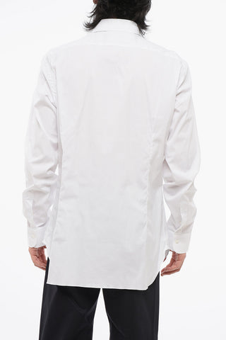 Cotton and Nylon Stretch Shirt with Spread Collar