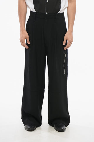 Viscose Blend Cargo Pants with Adjustable Ankle