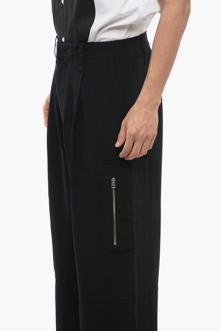 Viscose Blend Cargo Pants with Adjustable Ankle