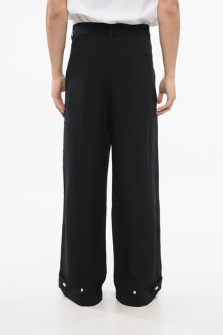Viscose Blend Cargo Pants with Adjustable Ankle